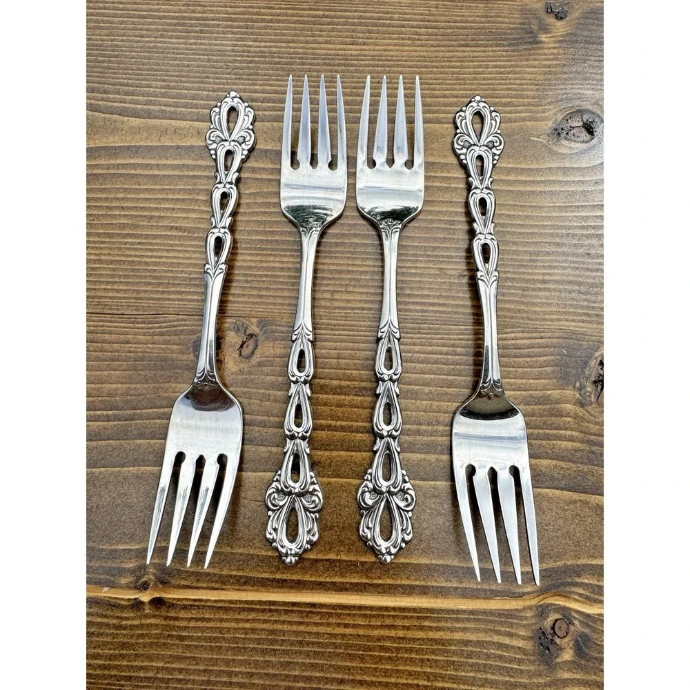 Vintage Oneida Community CHANDELIER Stainless Flatware Salad‎ Forks Set 4